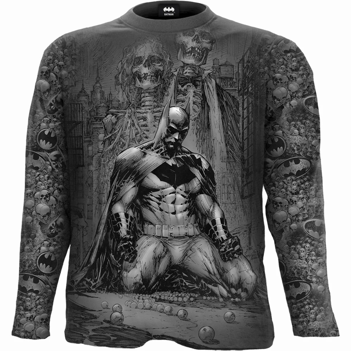 Black - Front - Batman Unisex Adult Vengeance Wrap Long-Sleeved T-Shirt