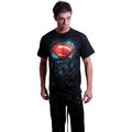 Black - Side - Superman Unisex Adult Ripped T-Shirt
