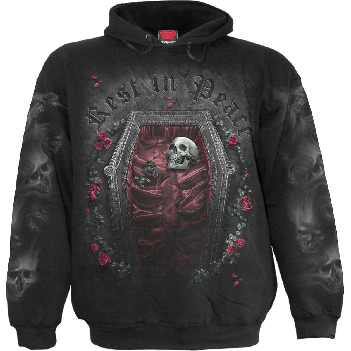 Black - Front - Spiral Direct Unisex Adult Rest In Peace Hoodie