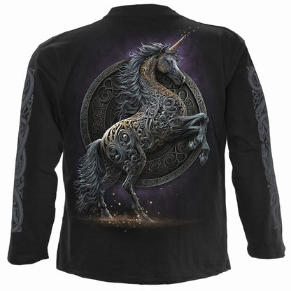 Black - Back - Spiral Direct Unisex Adult Celtic Unicorn Long-Sleeved T-Shirt