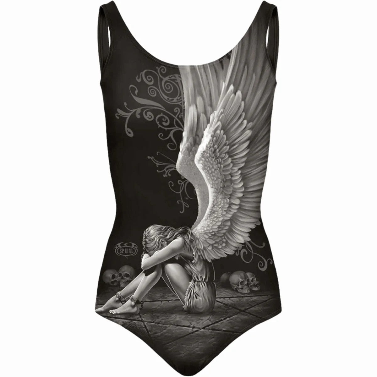Black - Front - Spiral Direct Womens-Ladies Enslaved Angel One Piece Swimsuit