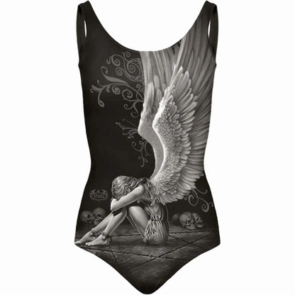 Black - Front - Spiral Direct Womens-Ladies Enslaved Angel One Piece Swimsuit