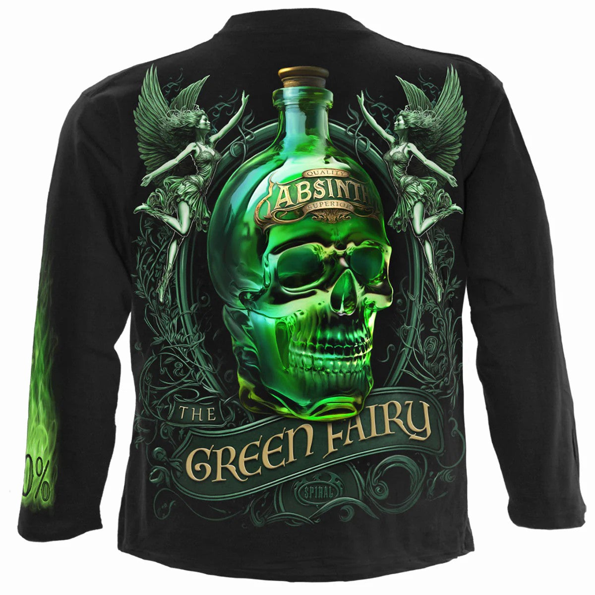 Black - Back - Spiral Direct Unisex Adult The Green Fairy Long-Sleeved T-Shirt