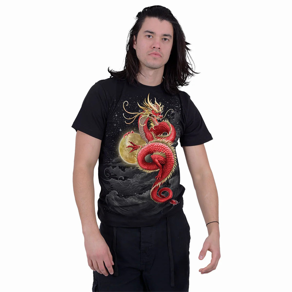 Black - Back - Spiral Direct Unisex Adult Shenlong T-Shirt