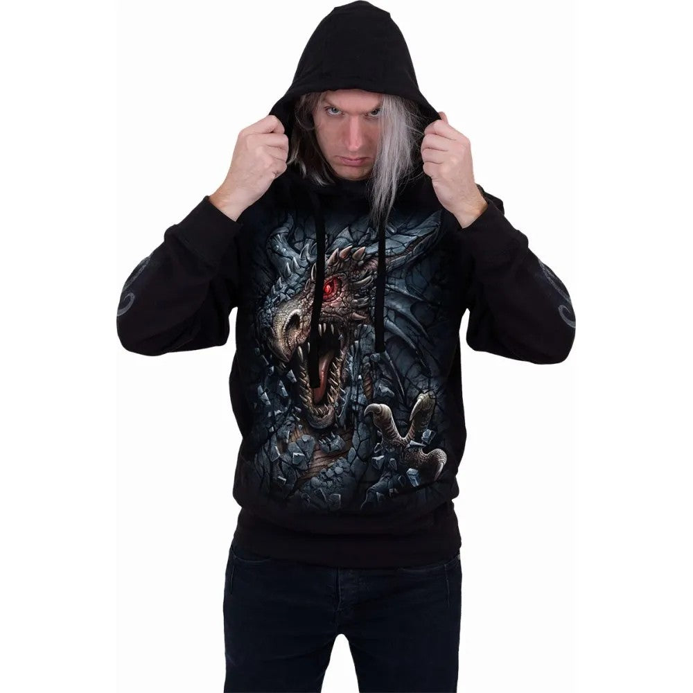 Black - Side - Spiral Direct Unisex Adult Dragon´s Lair Hoodie