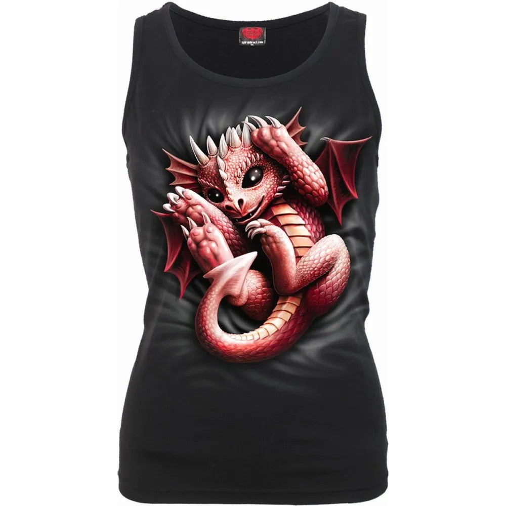Black - Front - Spiral Direct Womens-Ladies Whelp Sleeveless Tank Top