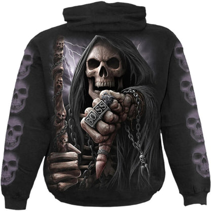 Black - Back - Spiral Direct Unisex Adult Boss Reaper Hoodie
