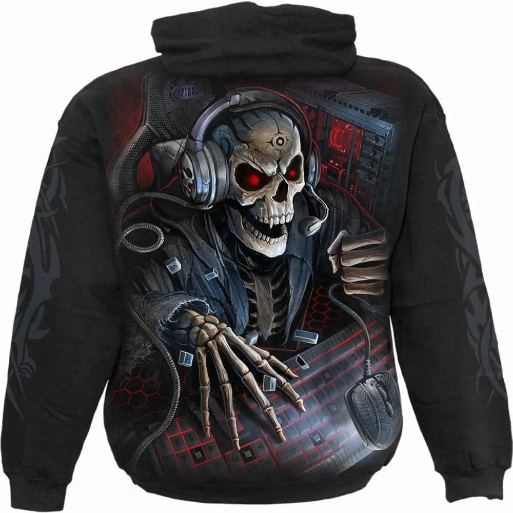 Black - Back - Spiral Direct Unisex Adult PC Gamer Hoodie