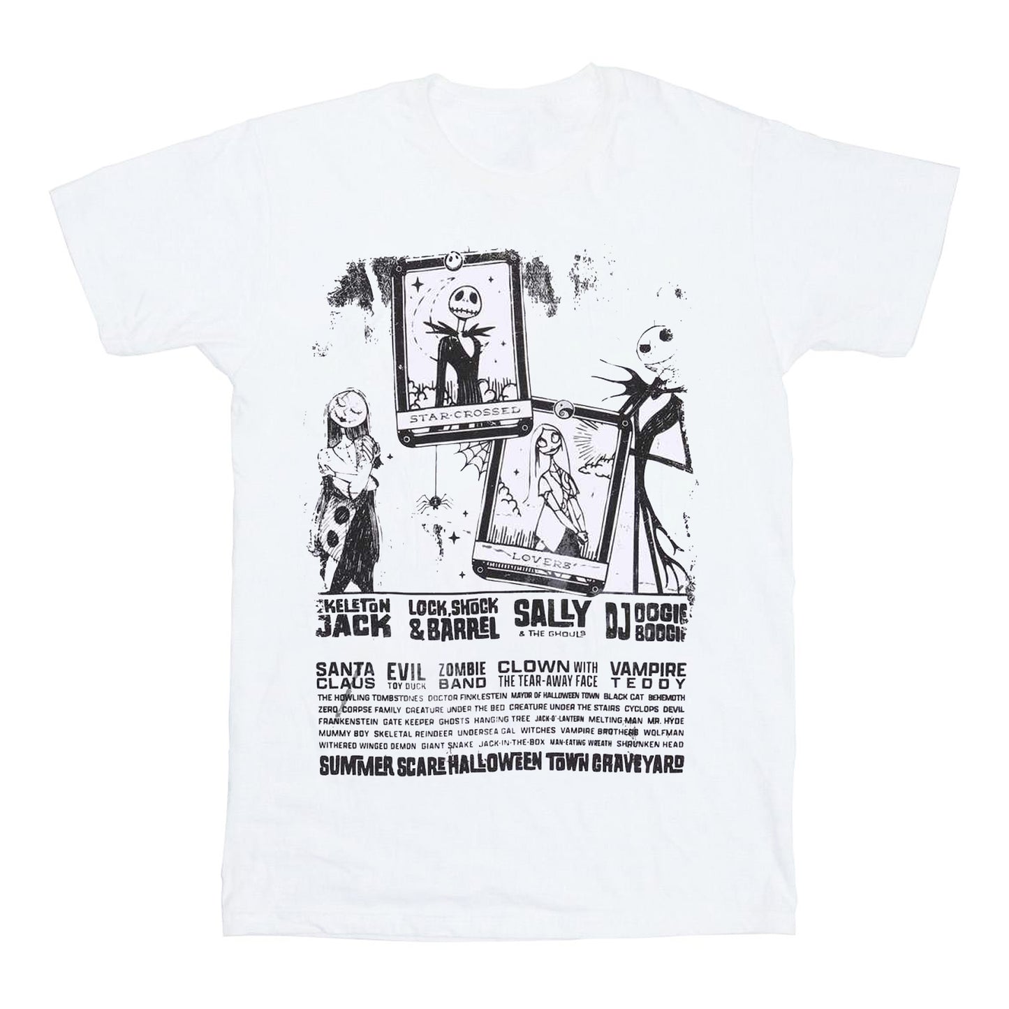 White-Black - Front - Nightmare Before Christmas Unisex Adult Monochrome T-Shirt