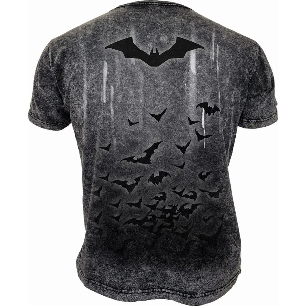 Black - Back - Spiral Direct Unisex Adult Acid Rain Batman T-Shirt