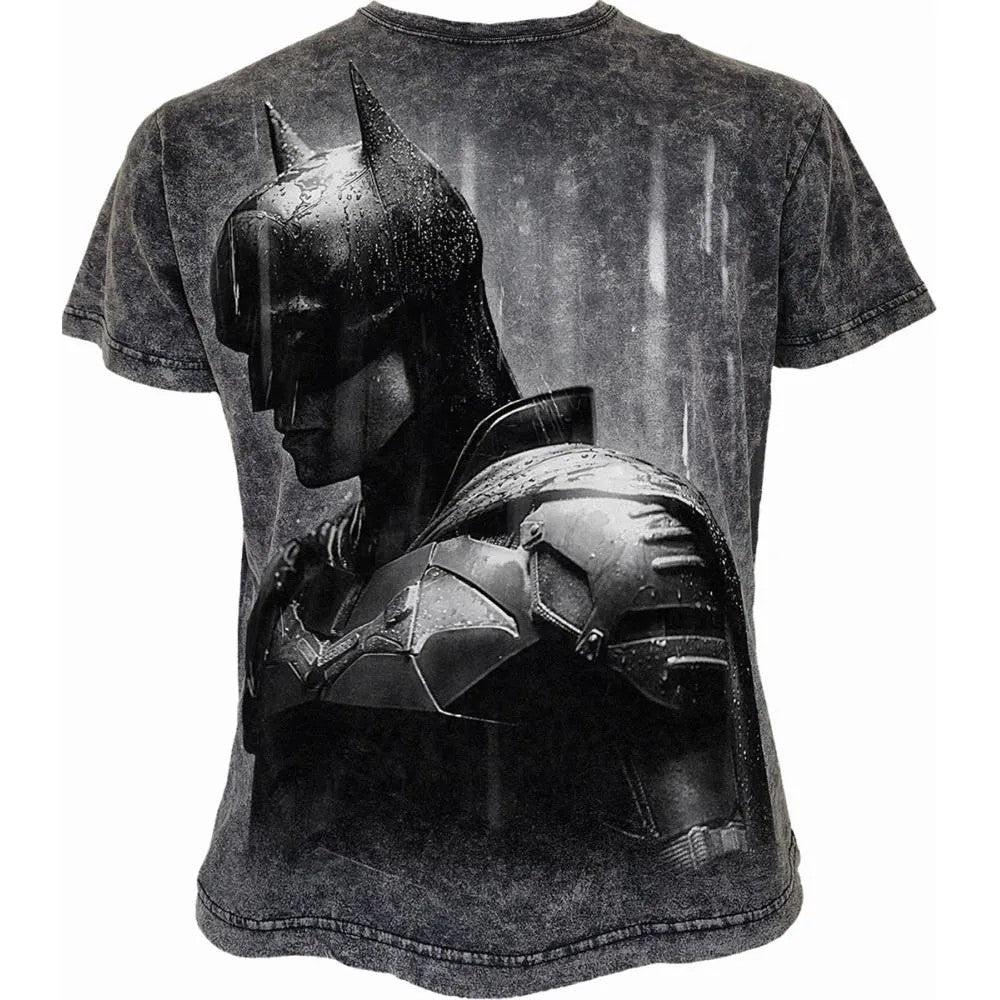 Black - Front - Spiral Direct Unisex Adult Acid Rain Batman T-Shirt