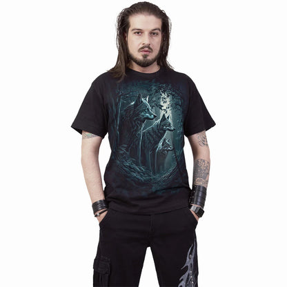 Black - Side - Spiral Direct Unisex Adult Forest Guardians T-Shirt