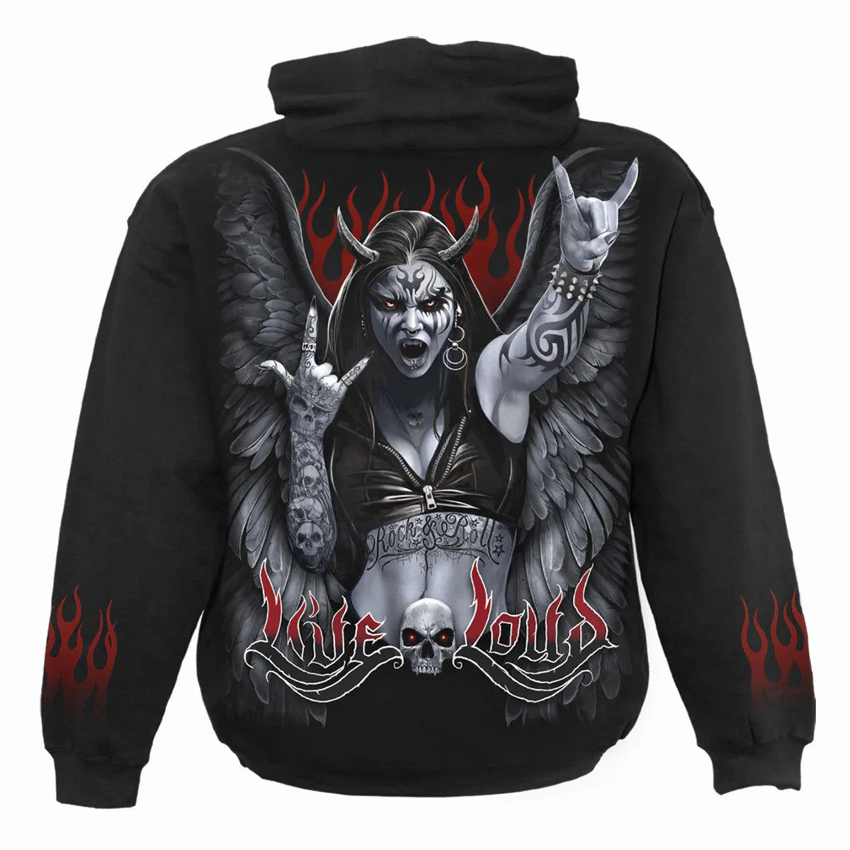 Black - Back - Spiral Direct Unisex Adult Rock Loud Hoodie