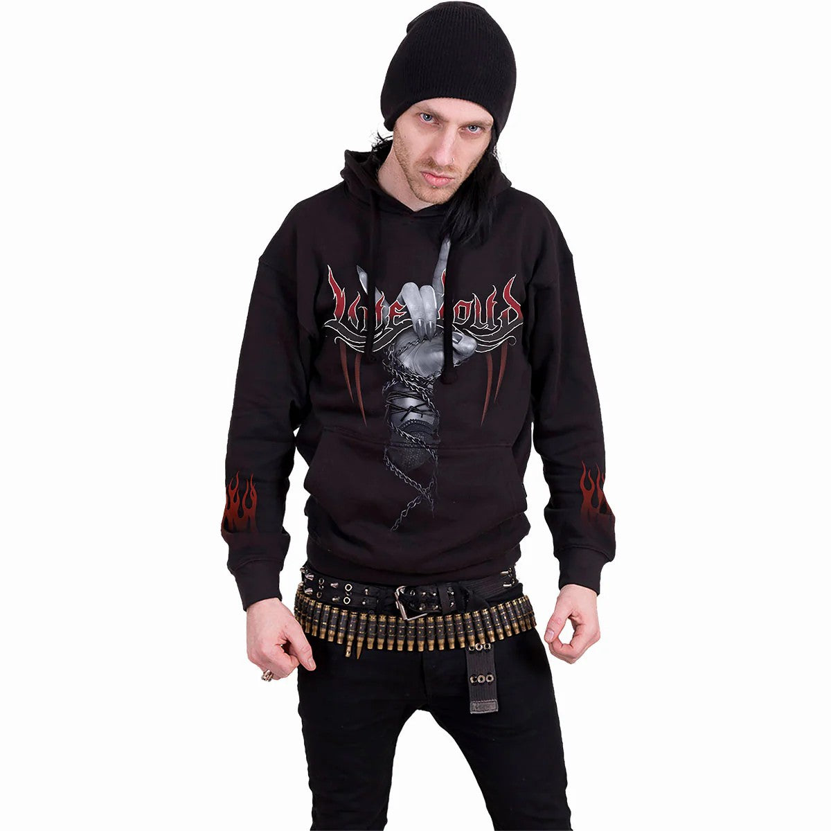 Black - Side - Spiral Direct Unisex Adult Rock Loud Hoodie