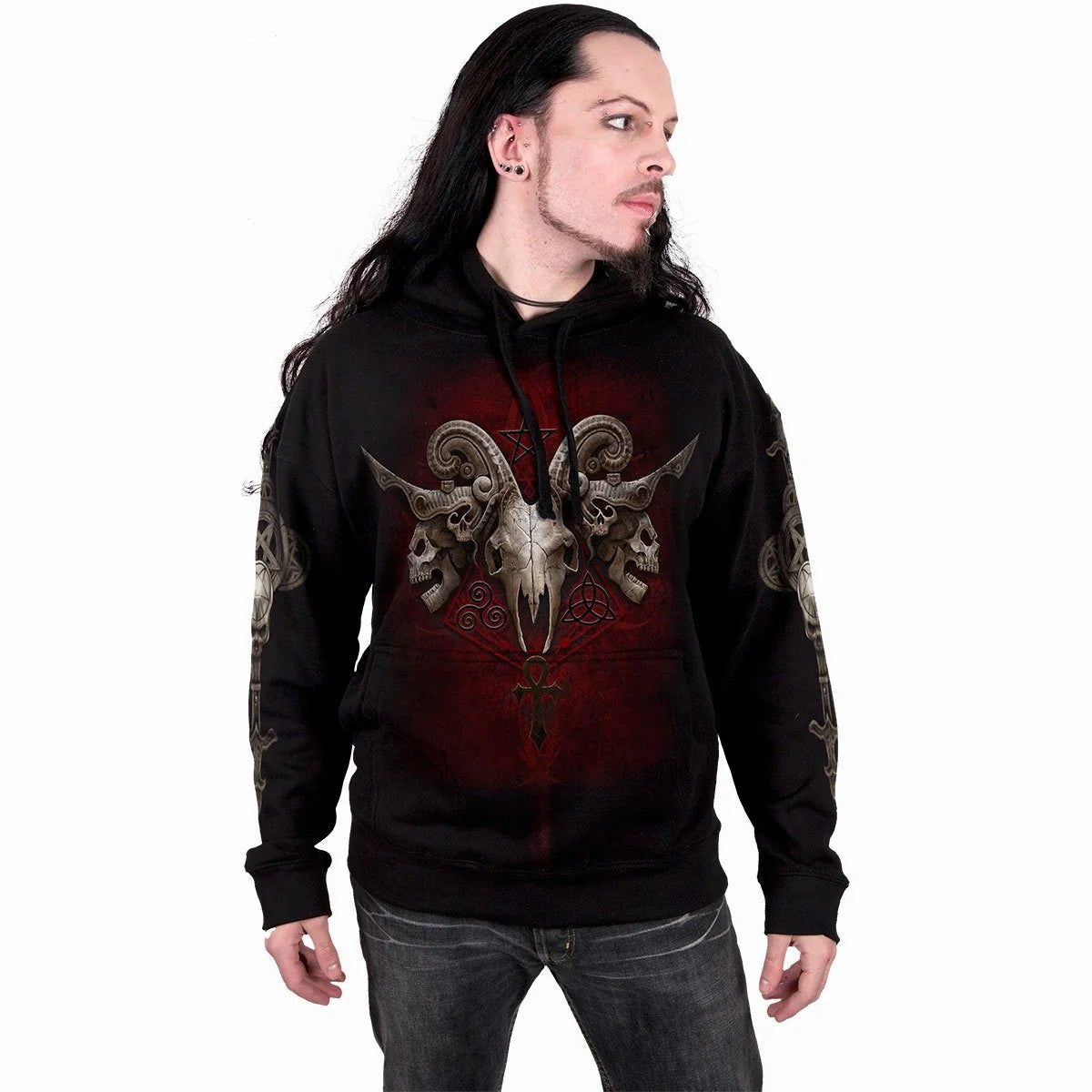 Black - Side - Spiral Direct Unisex Adult Faces Of Goth Hoodie