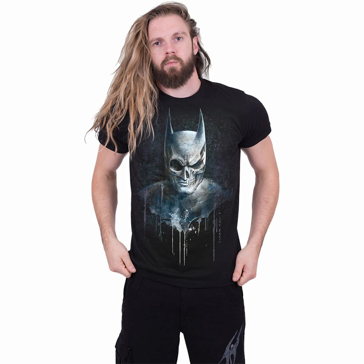 Black - Side - Spiral Direct Unisex Adult Nocturnal Batman T-Shirt
