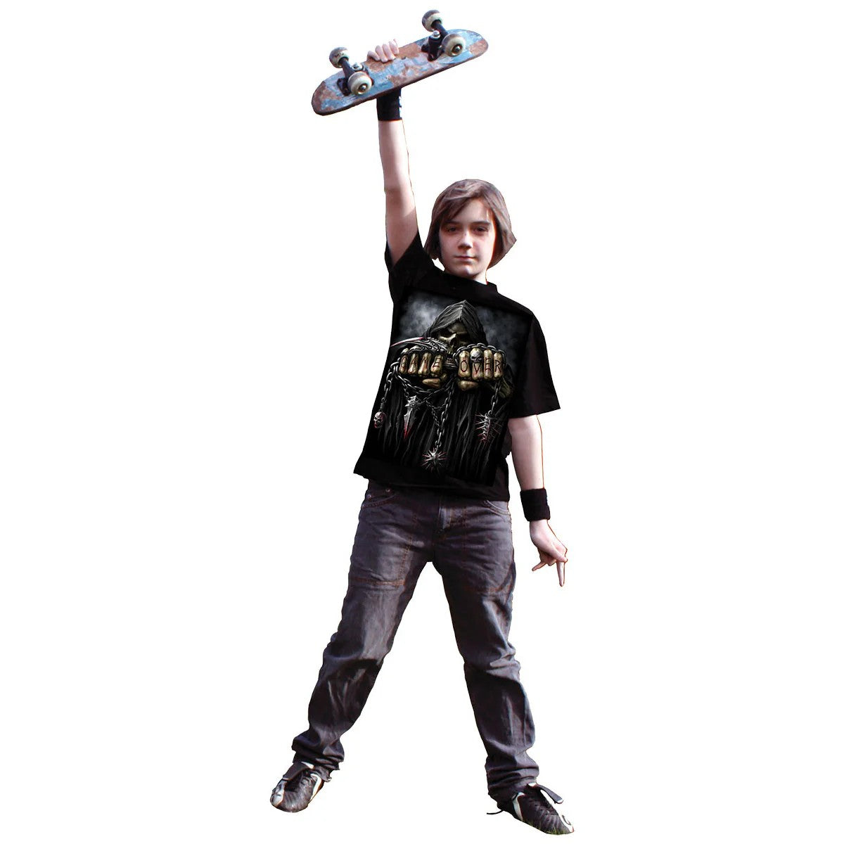 Black - Side - Spiral Direct Childrens-Kids Game Over T-Shirt