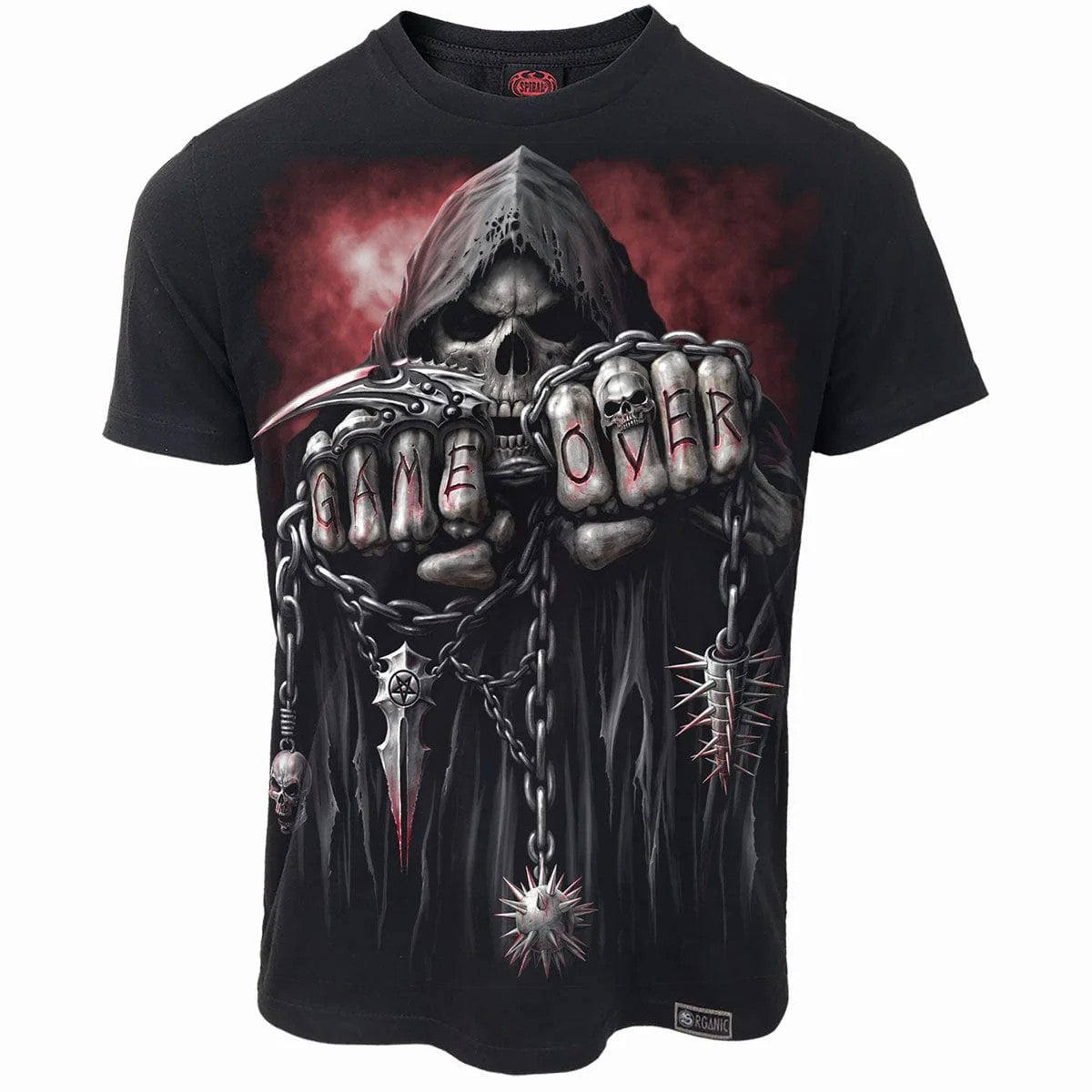 Black - Front - Spiral Direct Unisex Adult Game Over Organic Cotton T-Shirt