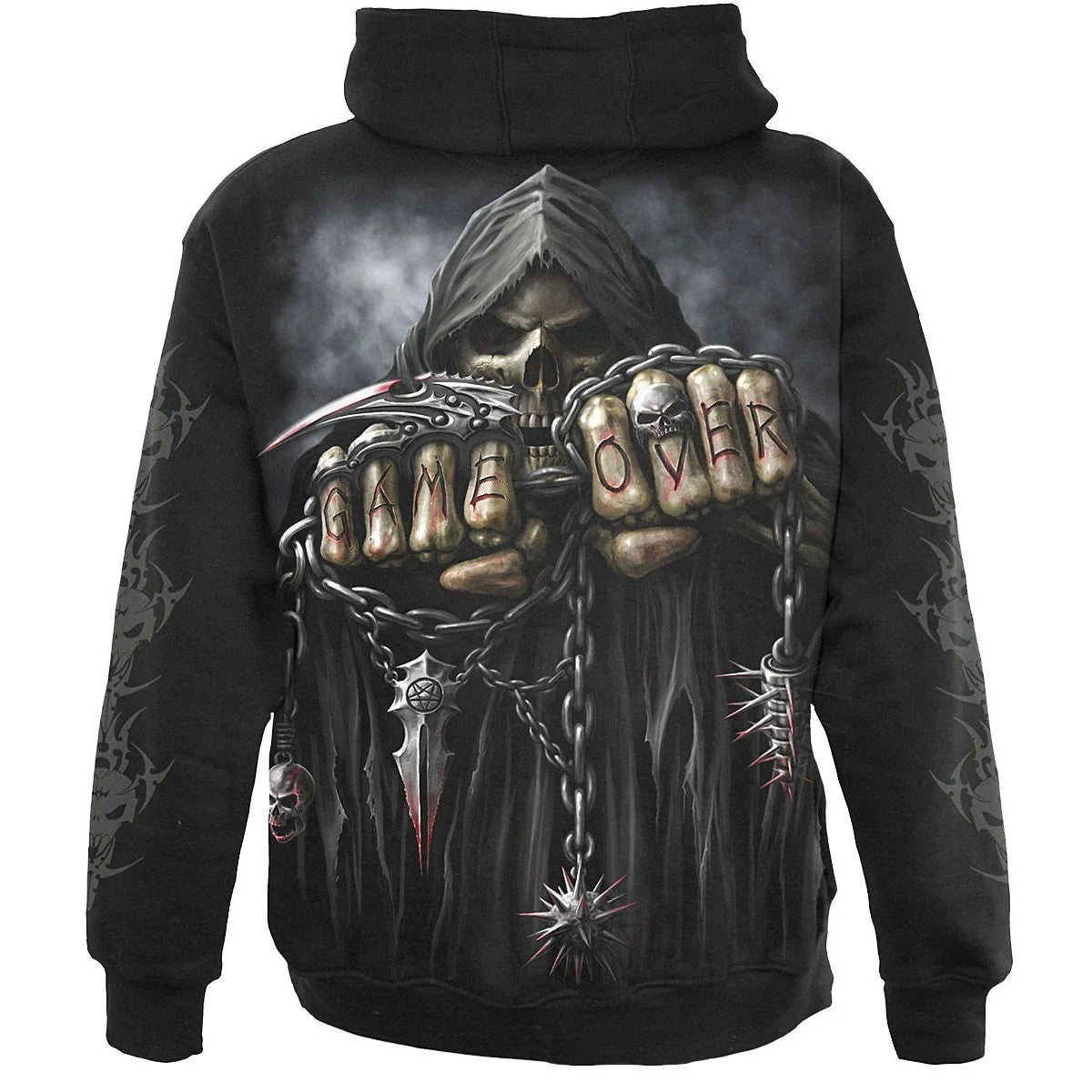 Black - Back - Spiral Direct Unisex Adult Game Over Full Zip Hoodie