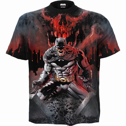 Black - Front - Spiral Direct Unisex Adult Asylum Wrap Batman All-Over Print T-Shirt