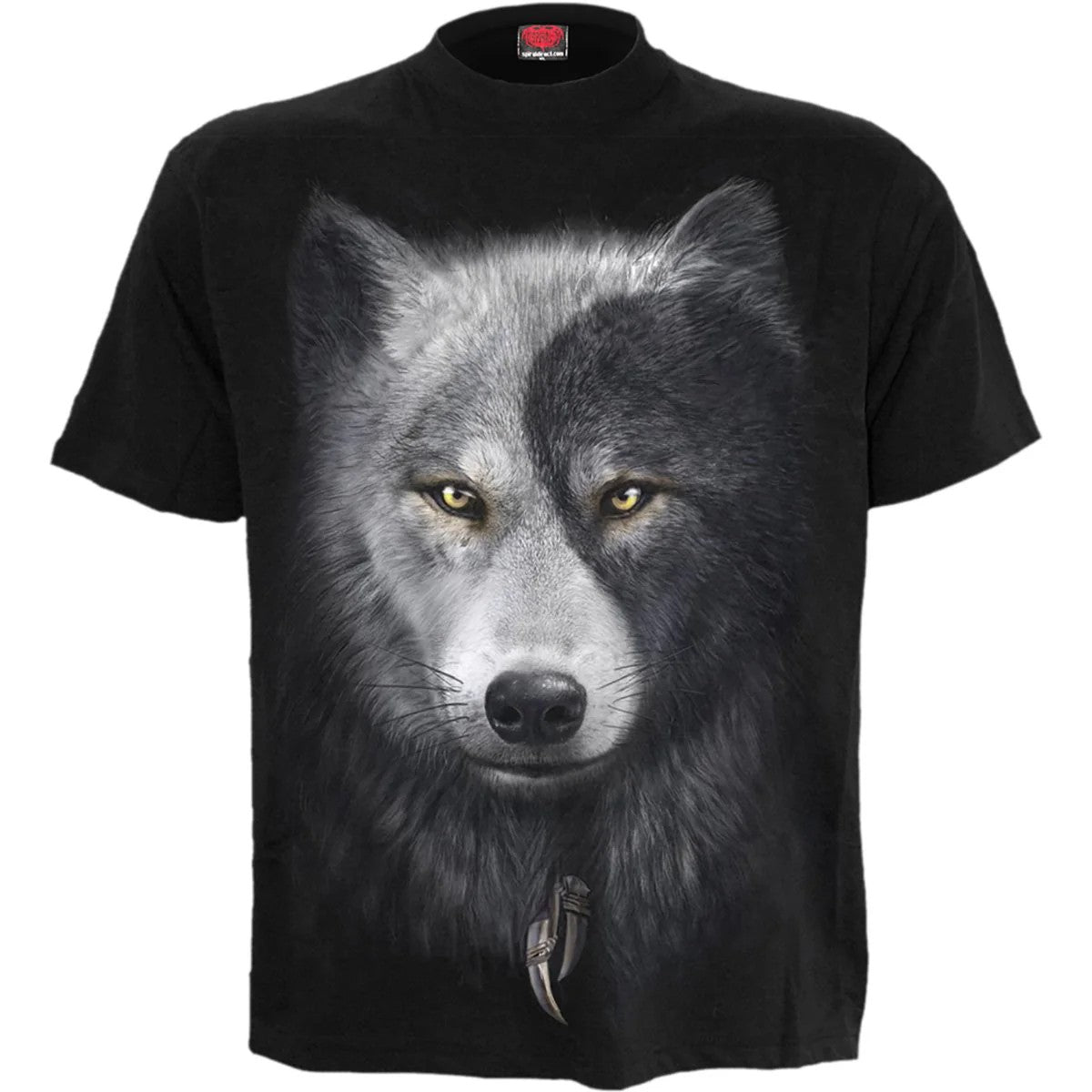 Black - Front - Spiral Direct Unisex Adult Wolf Chi T-Shirt