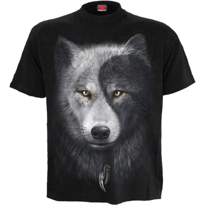 Black - Front - Spiral Direct Unisex Adult Wolf Chi T-Shirt