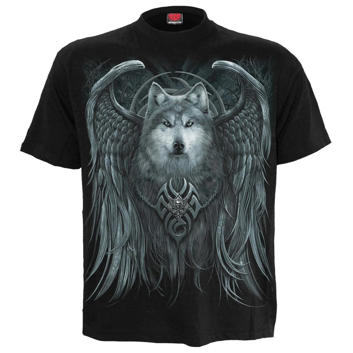 Black - Front - Spiral Direct Unisex Adult Wolf Spirit Short-Sleeved T-Shirt