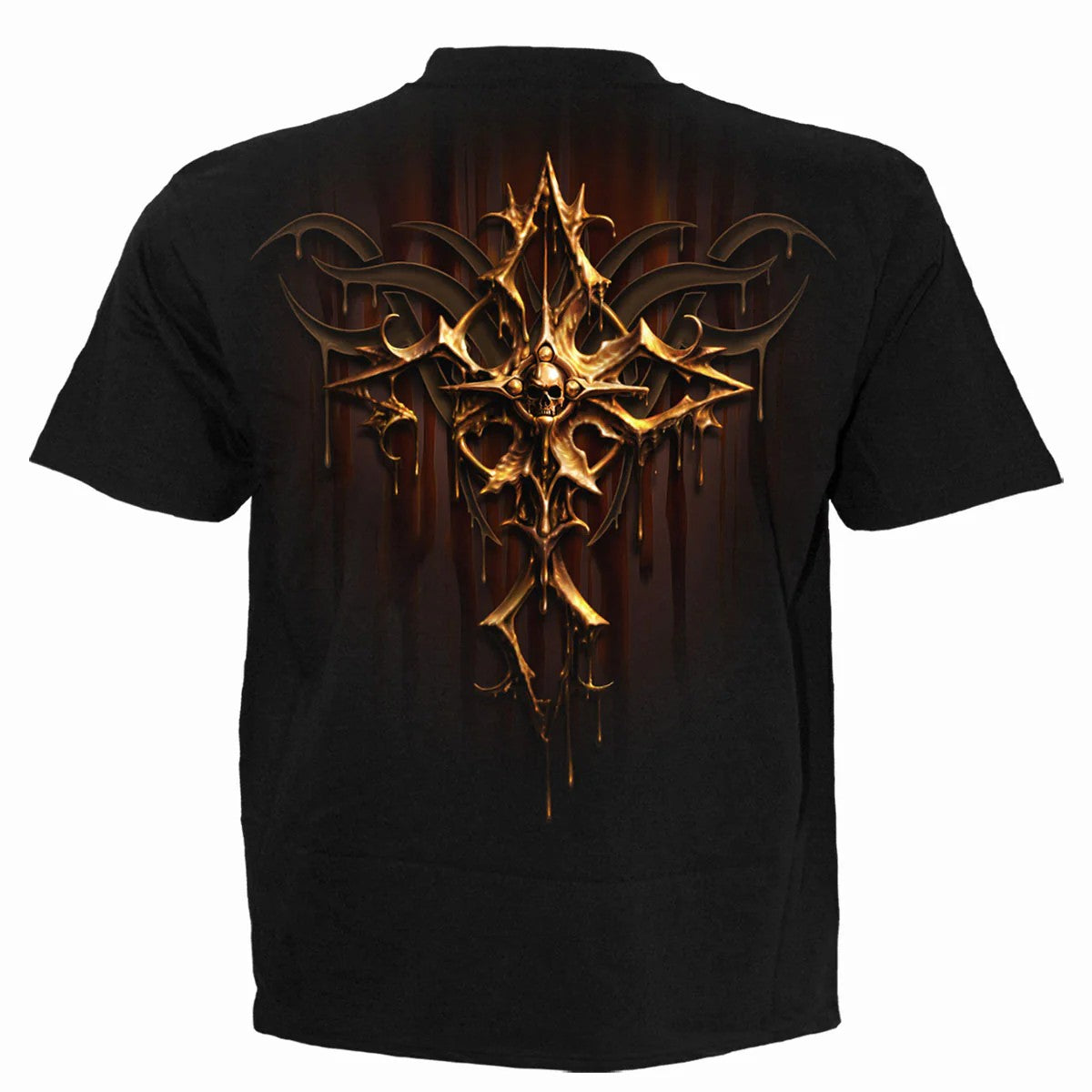 Black - Back - Spiral Direct Unisex Adult Dripping Gold T-Shirt