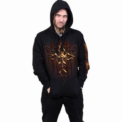 Black - Side - Spiral Direct Unisex Adult Dripping Gold Hoodie