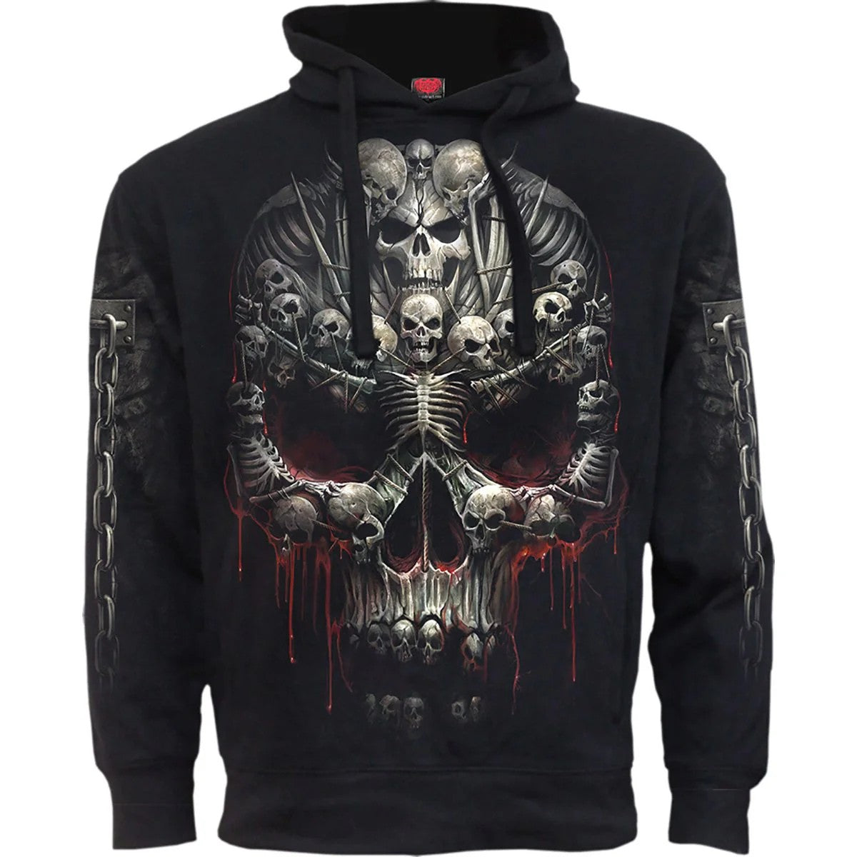 Black - Front - Spiral Direct Unisex Adult Death Bones Hoodie