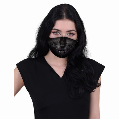 Black - Back - Spiral Direct Cat Fangs Face Mask