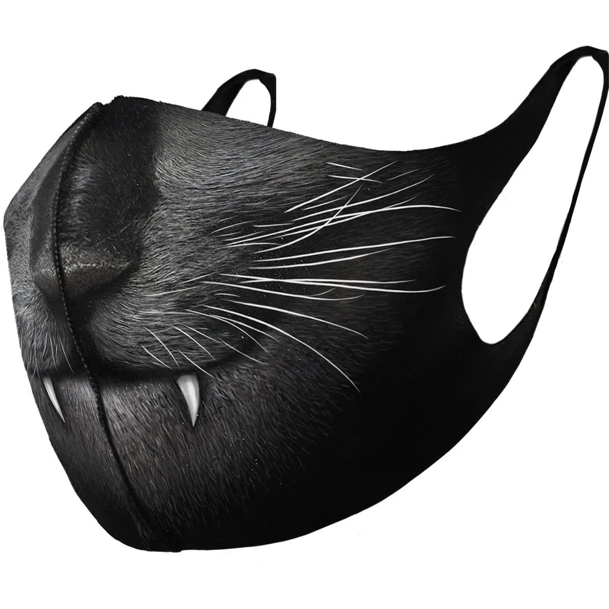 Black - Front - Spiral Direct Cat Fangs Face Mask