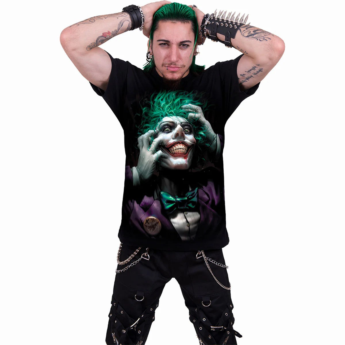 Black - Side - Spiral Direct Unisex Adult Freak The Joker T-Shirt