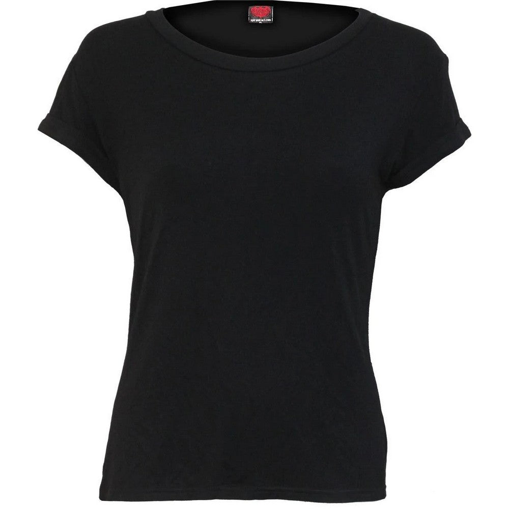 Black - Front - Spiral Direct Womens-Ladies Urban Fashion Boat Neck Capped Sleeved T-Shirt