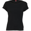 Black - Front - Spiral Direct Womens-Ladies Urban Fashion Boat Neck Capped Sleeved T-Shirt