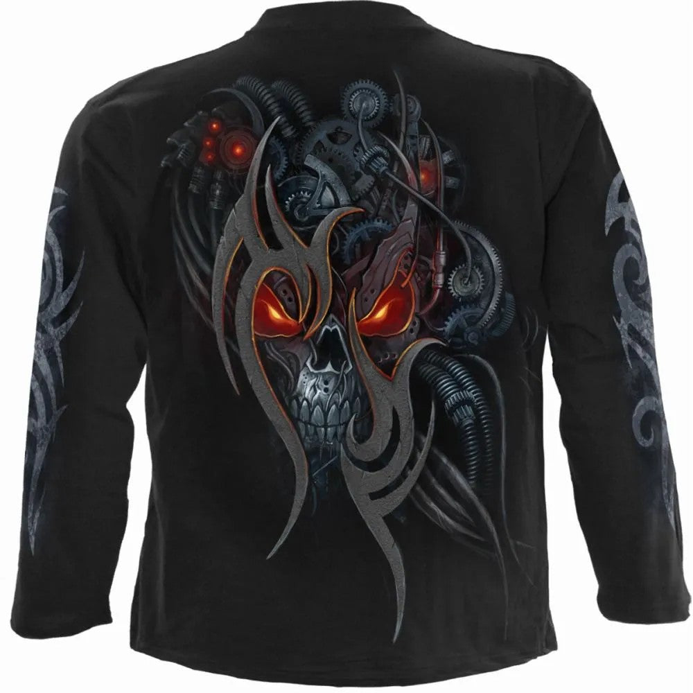 Black - Back - Spiral Direct Unisex Adult Steampunk Skull Long-Sleeved T-Shirt