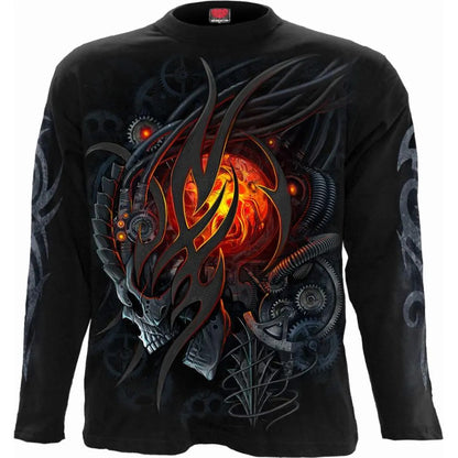 Black - Front - Spiral Direct Unisex Adult Steampunk Skull Long-Sleeved T-Shirt