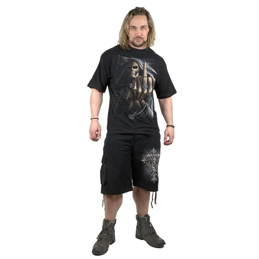 Black - Lifestyle - Spiral Direct Unisex Adult Bone Finger Short-Sleeved T-Shirt