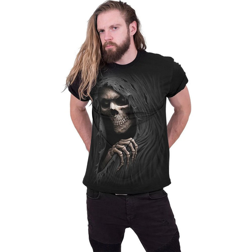 Black - Side - Spiral Direct Unisex Adult Grim Ripper T-Shirt