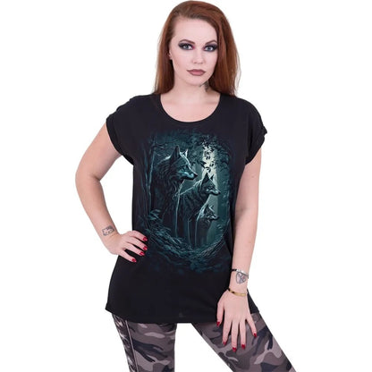 Black - Back - Spiral Direct Womens-Ladies Forest Guardians Turn Up T-Shirt