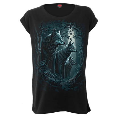 Black - Front - Spiral Direct Womens-Ladies Forest Guardians Turn Up T-Shirt