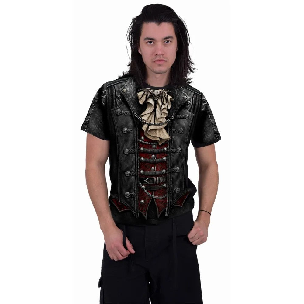 Black - Side - Spiral Direct Unisex Adult Goth Wrap Short-Sleeved T-Shirt