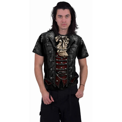 Black - Side - Spiral Direct Unisex Adult Goth Wrap Short-Sleeved T-Shirt