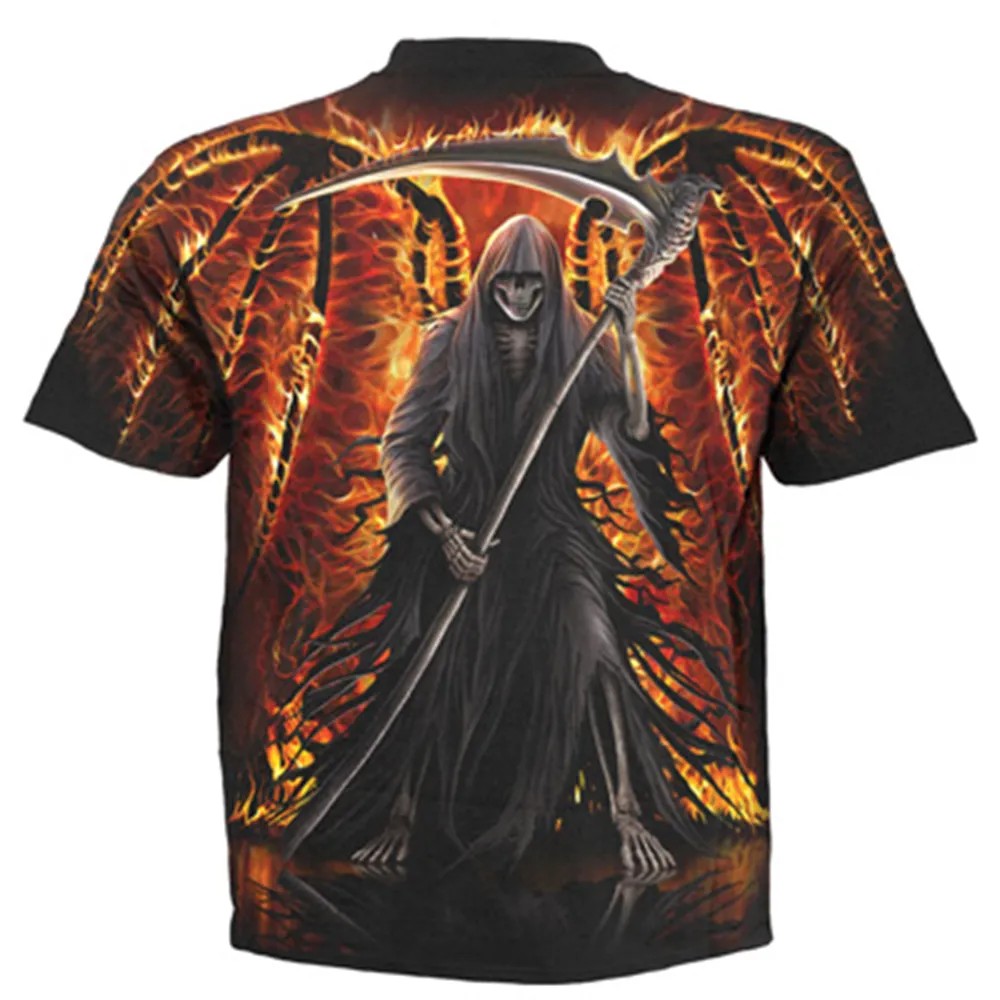 Black - Back - Spiral Direct Unisex Adult Flaming Death Short-Sleeved T-Shirt