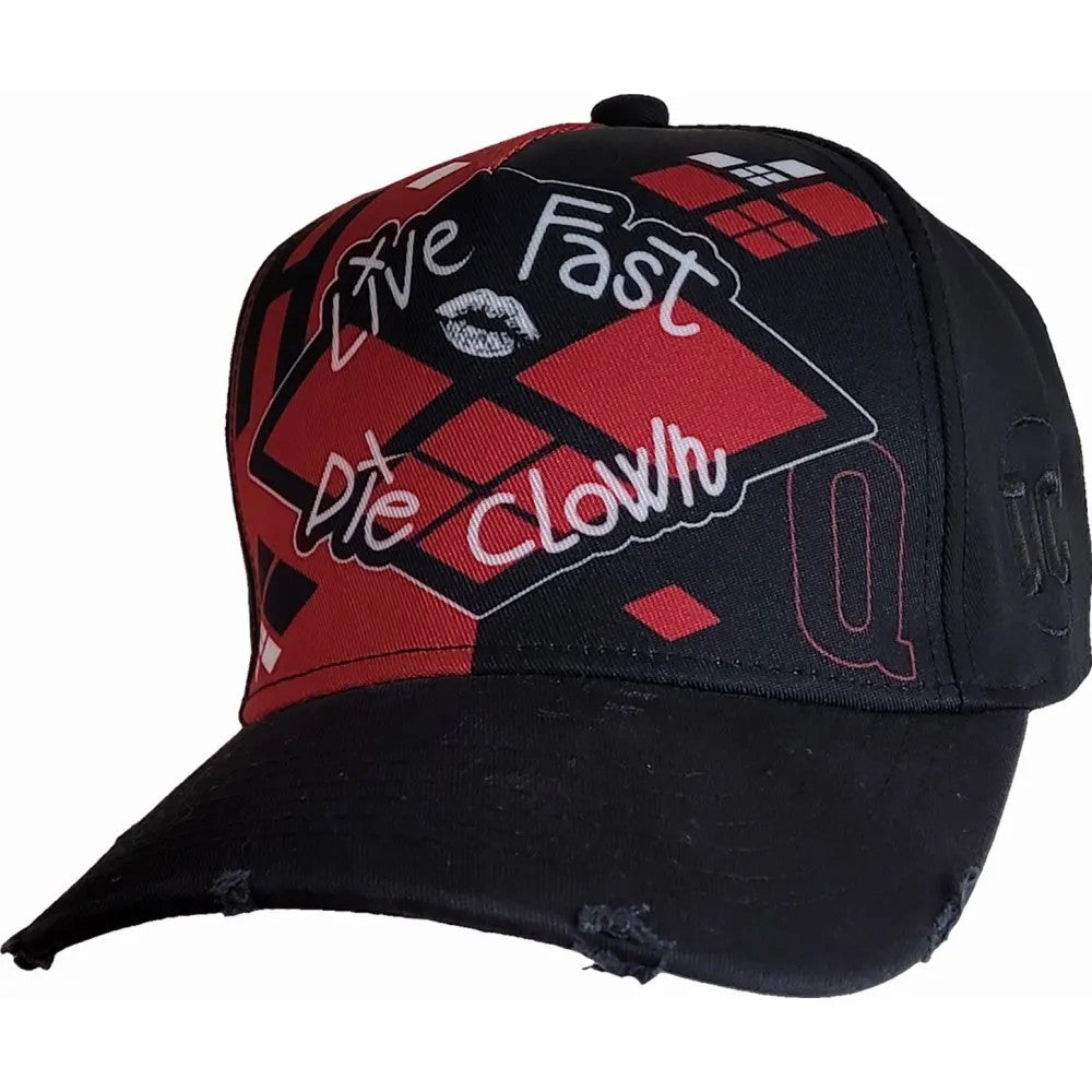 Black - Front - Spiral Direct Die Clown Harley Quinn Distressed Baseball Cap