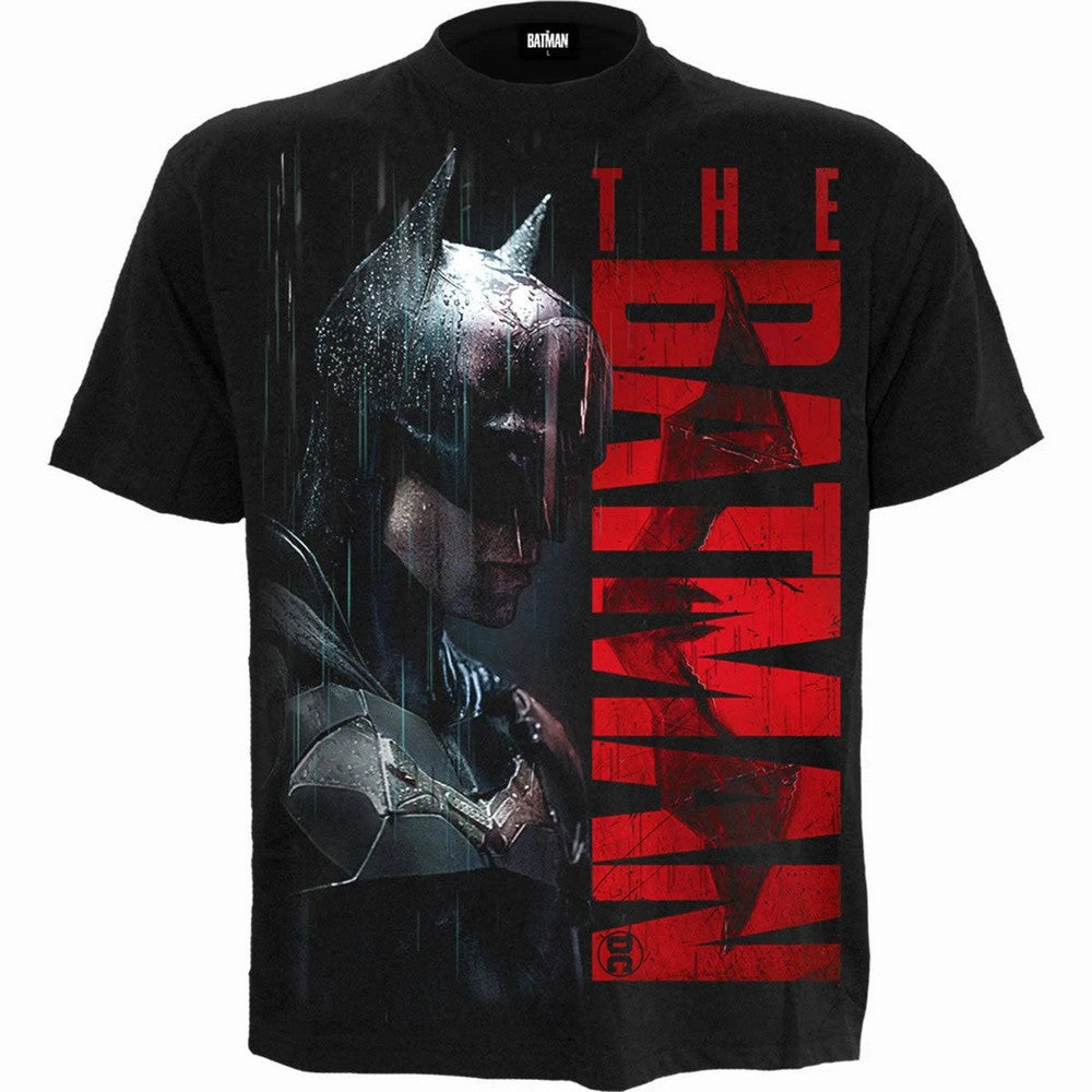 Black - Front - Batman Unisex Adult Raining Vengeance T-Shirt