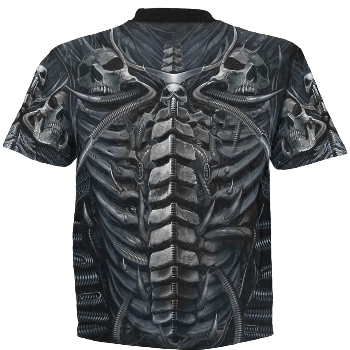 Black - Back - Spiral Direct Unisex Adult Skull Armour Short-Sleeved T-Shirt