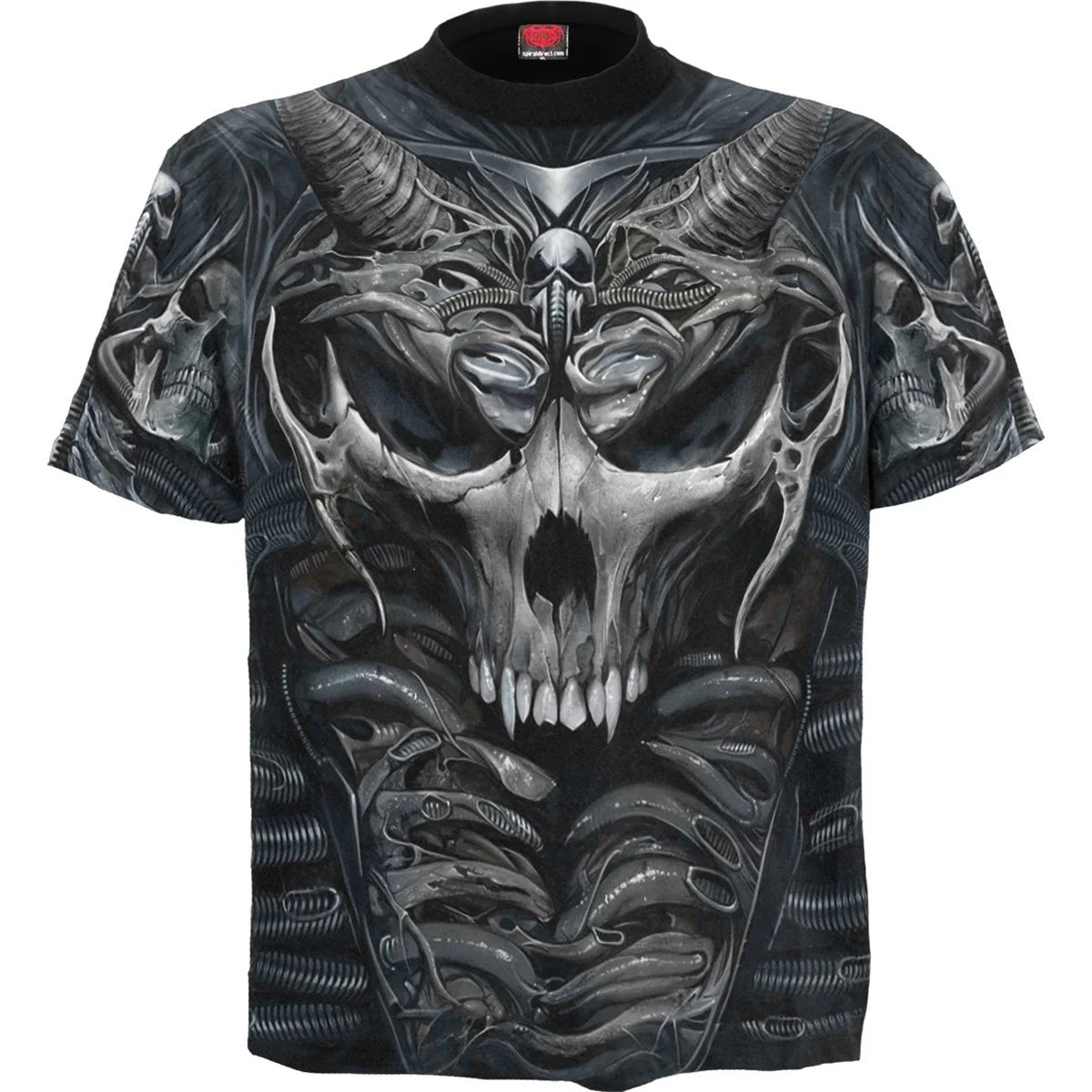 Black - Front - Spiral Direct Unisex Adult Skull Armour Short-Sleeved T-Shirt
