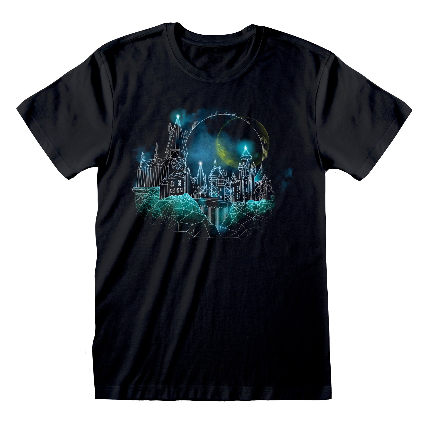 Black - Side - Harry Potter Mens Hogwarts Wireframe T-Shirt
