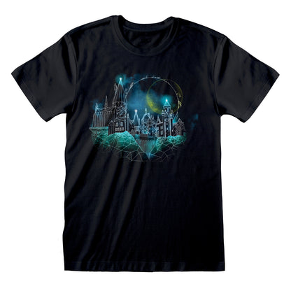 Black - Side - Harry Potter Mens Hogwarts Wireframe T-Shirt